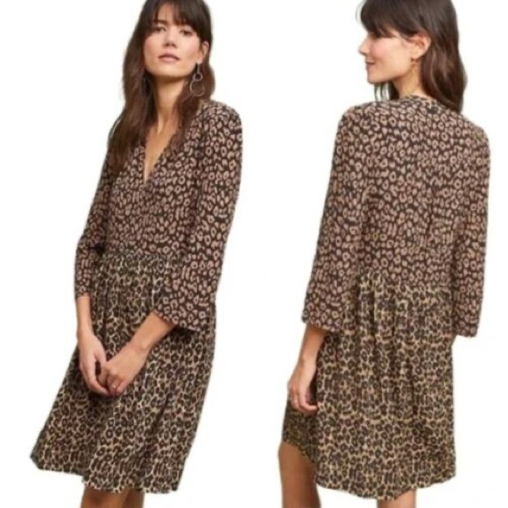 Anthropologie Maeve “Juno” Leopard Print Dress - Women’s Size Large